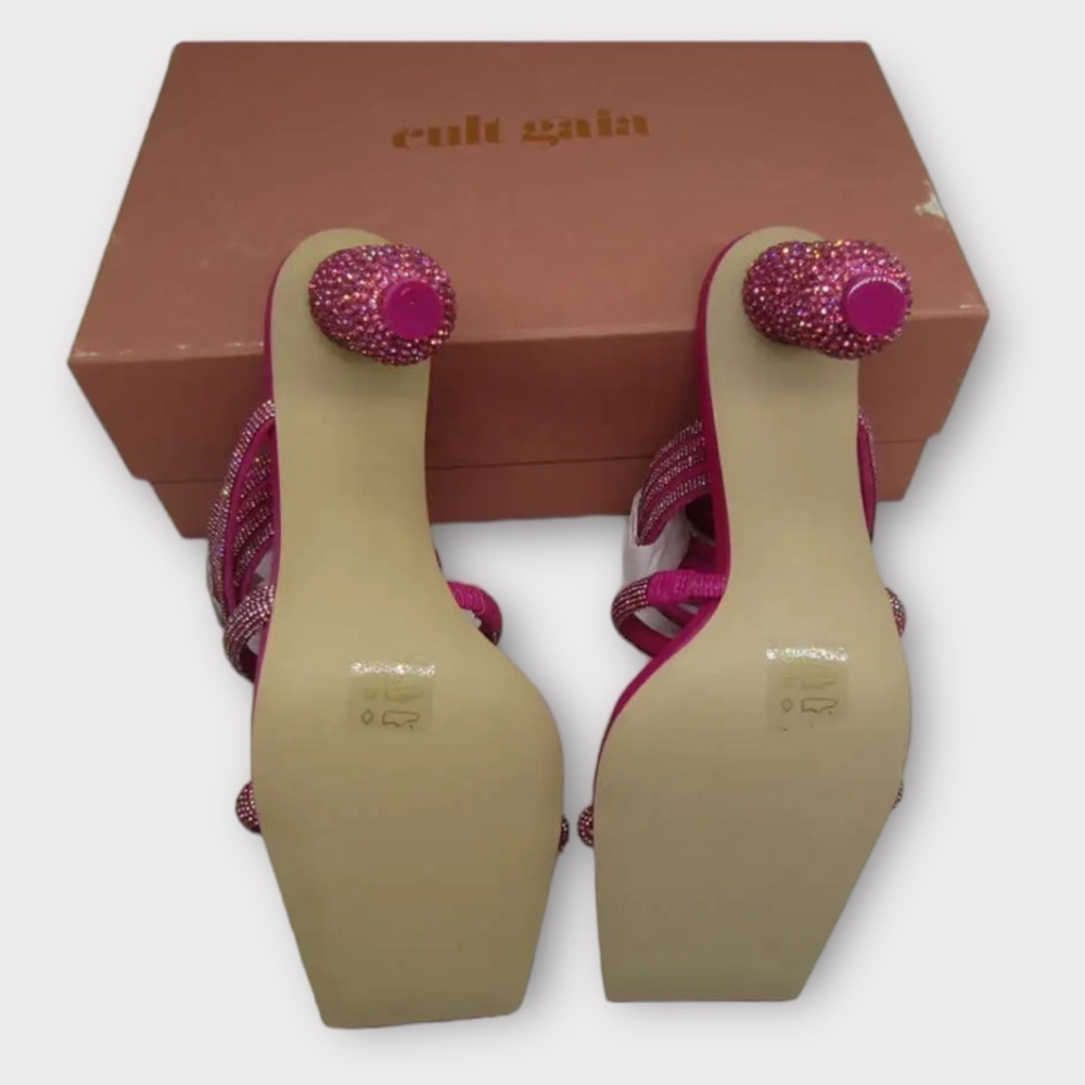 Cult Gaia Sandals Lislie Crystal Embellished Wrap Heels Sz 38 8 - Picture 12 of 13